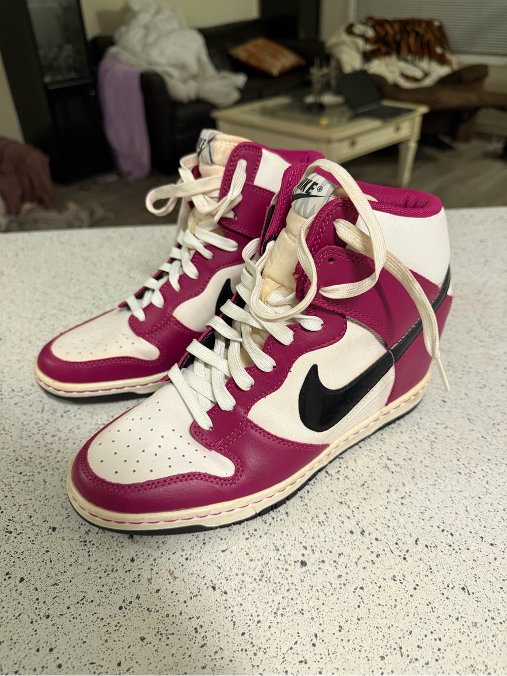 NIKE 2013 DUNK SKY HI HIDDEN WEDGE BRIGHT MAGENTA VINTAGE FORCE AIR PRESTO 9.5